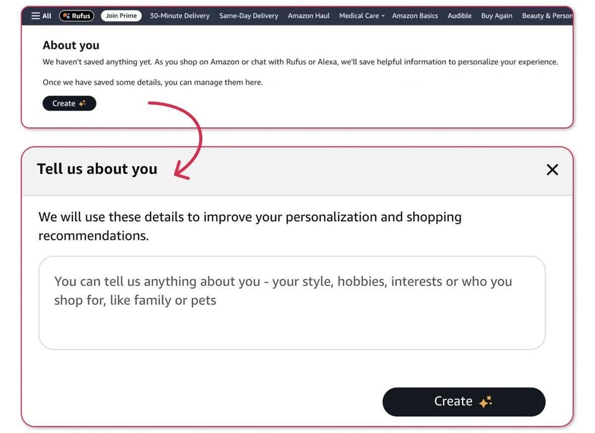 Amazon Tell Us About You